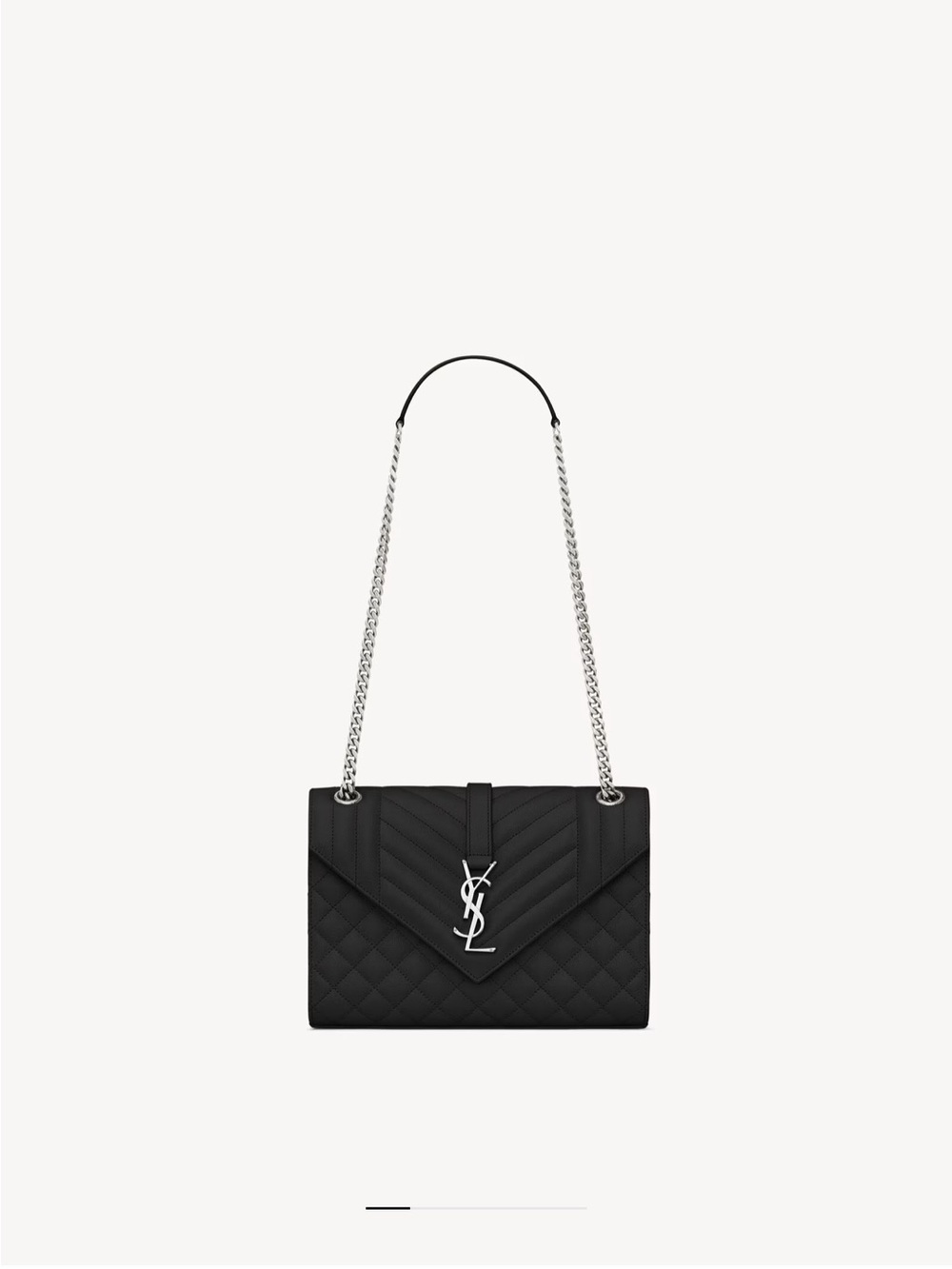 Saint Laurent Black Quilted Chain-Shoulder Envelope Bag